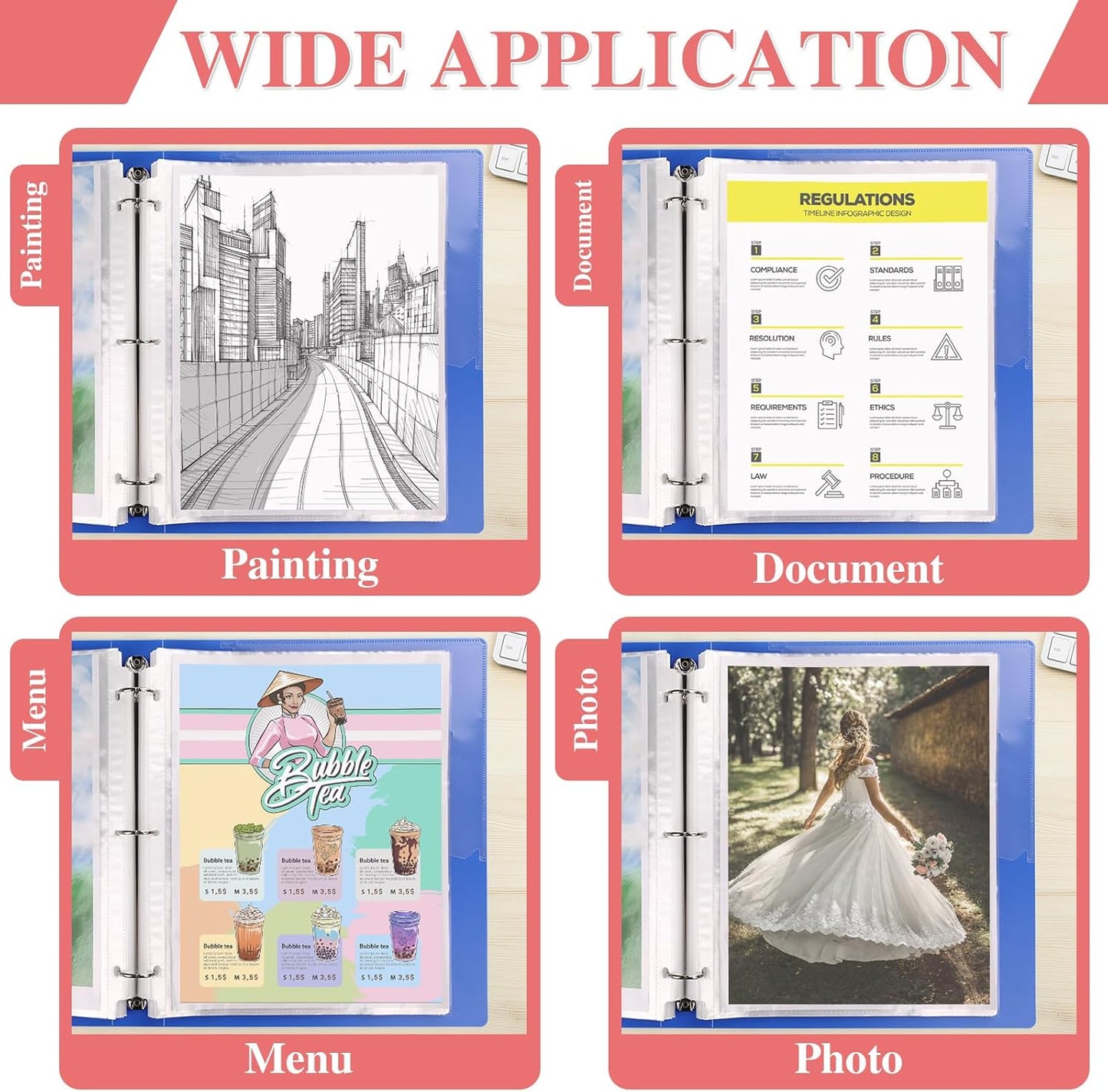 200 Pack Sheet Protectors 8.5 x 11 inch Clear Page Protectors for 3 Ring Binder, Plastic Sleeves for Papers, Document