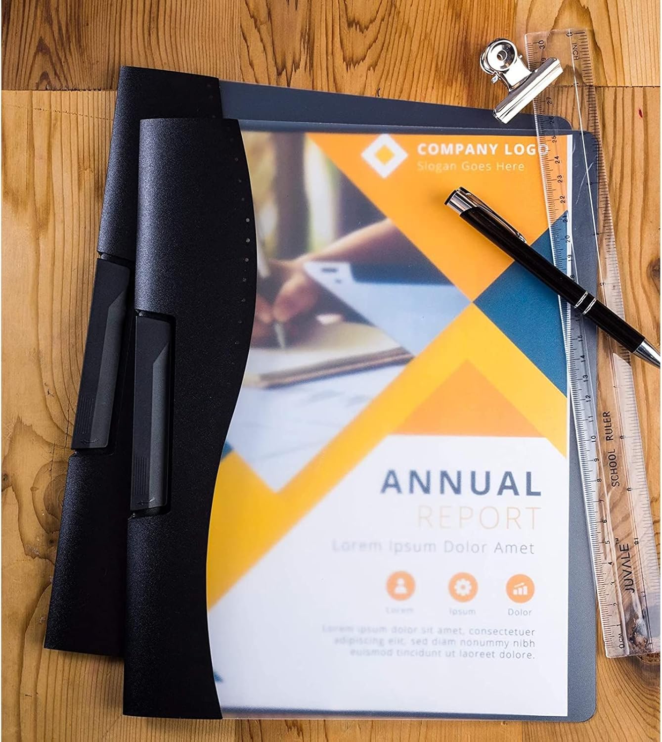 Juvale Resume Portfolio Folder - 10 Pack, Black, 9 x 11 in - Clear Report Covers with Sliding Bar & Swing Clip - Presentation Folders & Document Binder