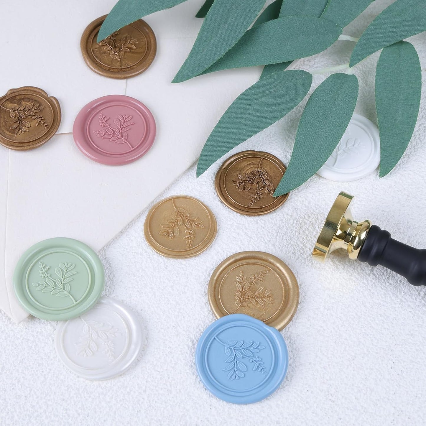 UNIQOOO Botanical Wax Seal Stamp - Brass, Wood Handle, Perfect for Wedding Invitations & Gift Wrap