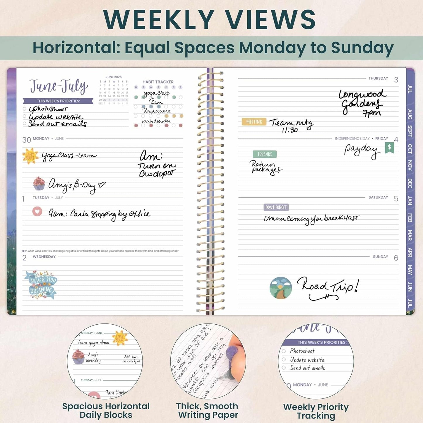 bloom daily planners 2025-2026 (8.5" x 11") Academic Year Day Planner (July 2025 - July 2026) - Weekly & Monthly Dated Agenda Organizer with Stickers & Tabs - Mystical Mountains