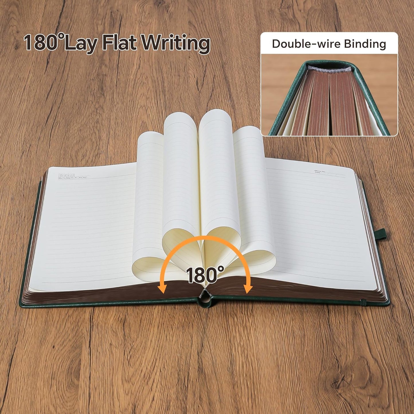 ZXHQ 360 Pages Thick Lined A5 Journaling Notebook, Hardcover Journal for Women Men Writing Notebook, Fine Inner Pocket, Tree of Life Design, 100Gsm Paper - Dark Green