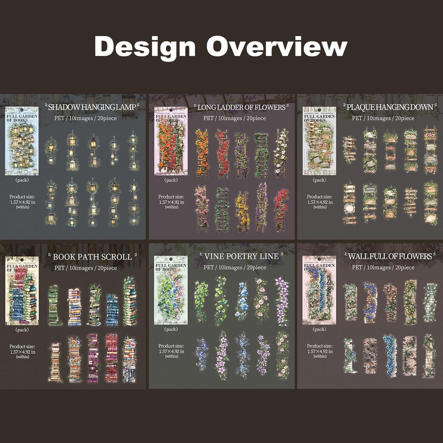 Bookish Garden PET Sticker Set, 120PCS Floral and Book Themed Scrapbooking Stickers, Waterproof Stickers for Journal, Diary, DIY Crafts