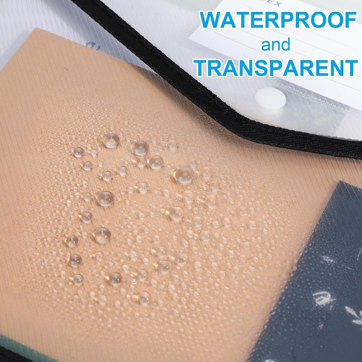 Zhanmai 18 Pcs Plastic File Folder Waterproof Transparent Expandable File Folder Organizer with Snap Closure Plastic Envelopes Document Folder Organizer with Label Pocket Waterproof File Pouch, A4, B4