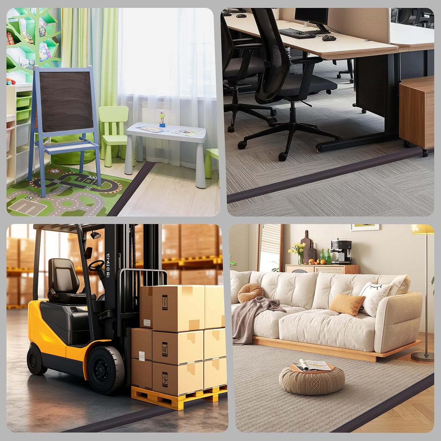 Floor Cord Cover for Wires on Floor Self Adhesive Cord Hider Floor Cable Management Wire Covers for Cords Protector Prevent Cable Trips Cord Cavity W 0.59" x H 0.31", Black Walnut, 10Ft