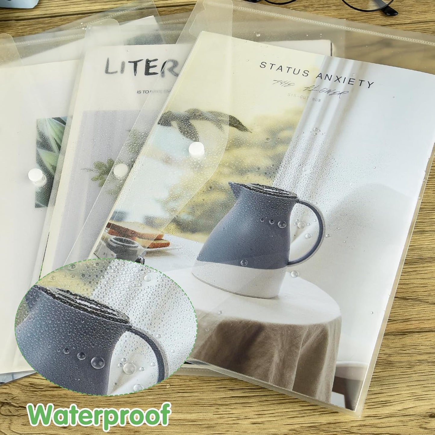 NACHLYNN 18 Pack Plastic Envelopes Poly Envelopes with Snap Closure A4 Size Clear Document File Folders Organizers Clear Envelope for School Office Supplies