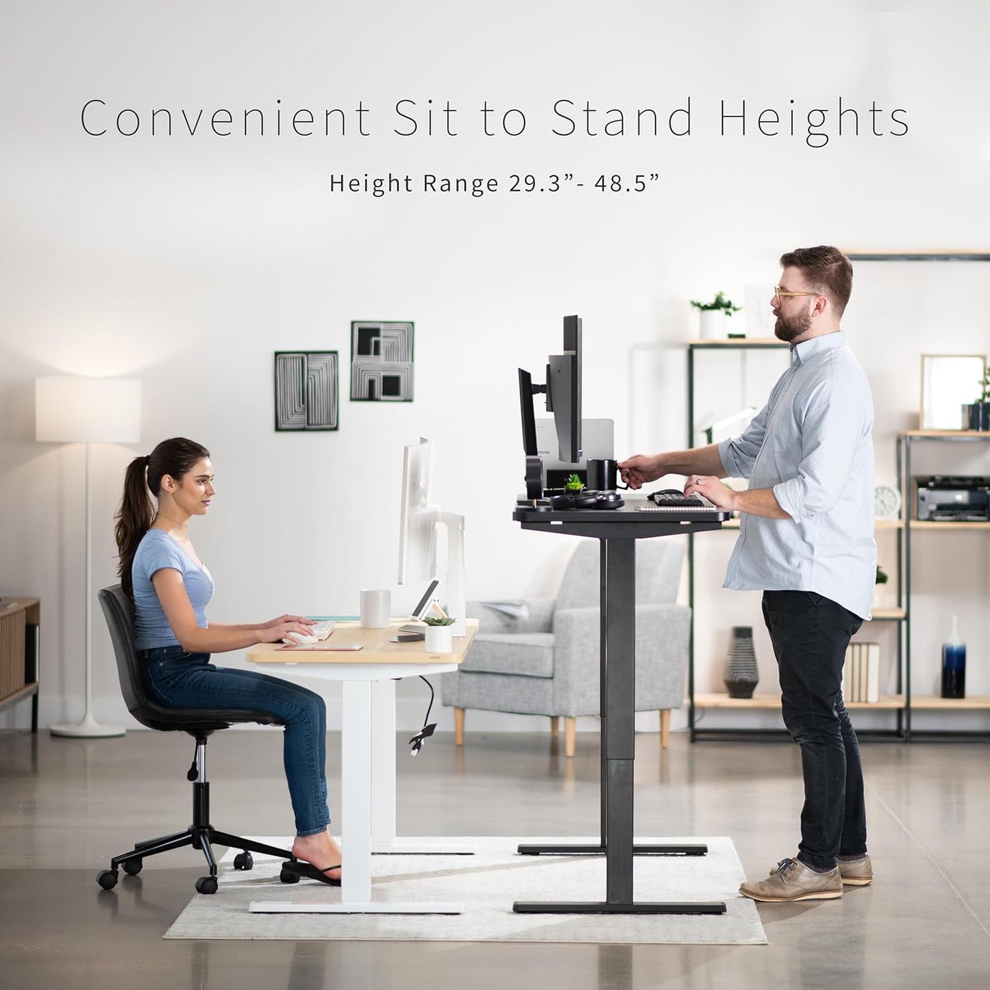 VIVO Electric 60 x 24 in Rustic Standing Desk, Memory Height Adjustment, 1B Series, One-Piece Vintage Brown Top, Black Frame, DESK-KIT-1B6N