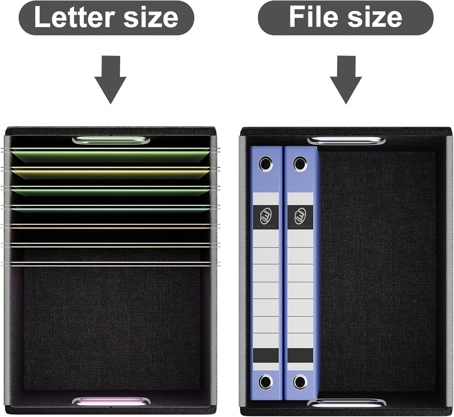 Huolewa Portable Leather File Organizer Boxes with Lids, Office Document Boxes Organizer, Filing Boxes, Decorative Small File Boxes for Hanging Files, File Cabinet for Office/Home - 4 Pack