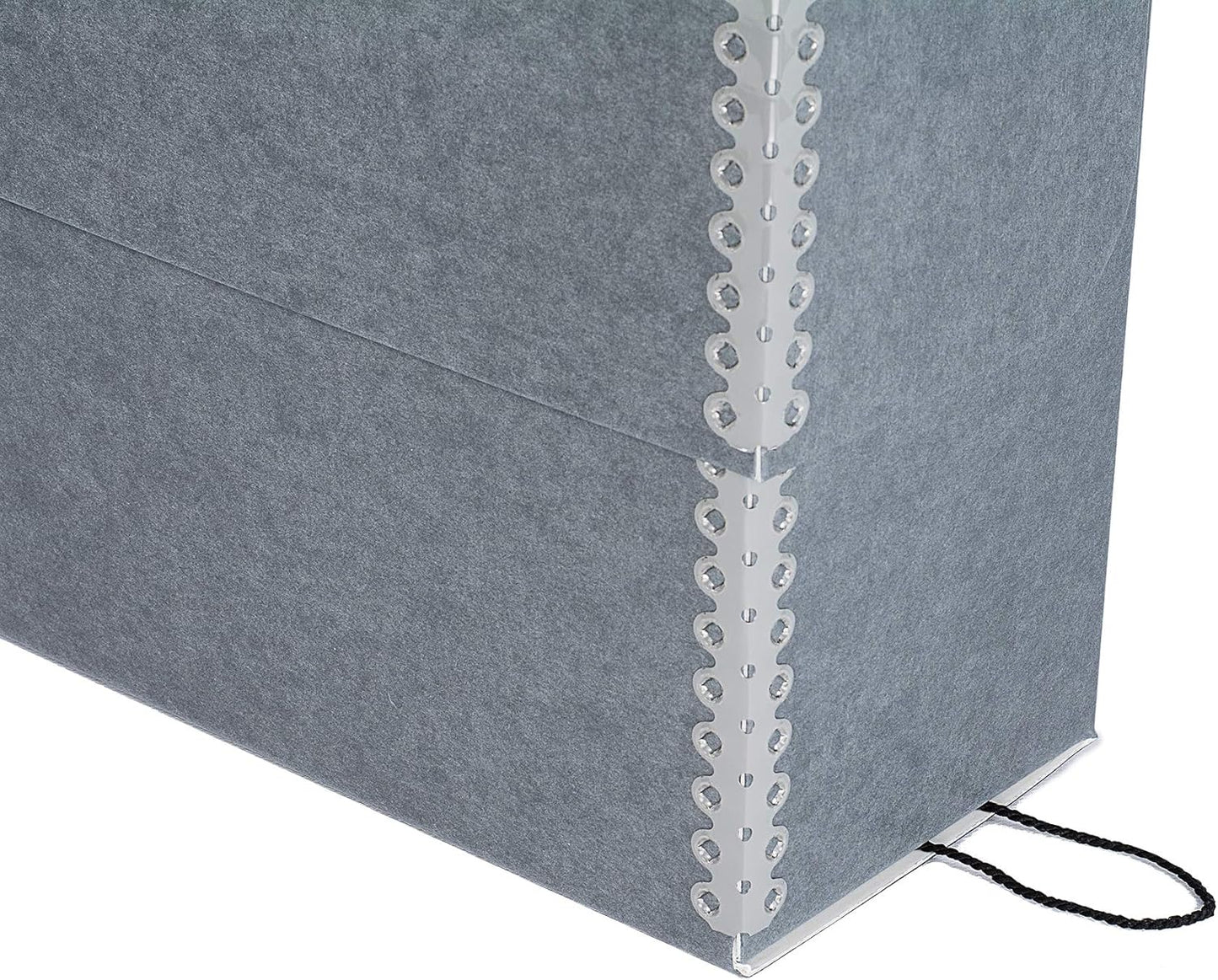 Lineco Archival Document Storage Box with Metal Edge, Acid-Free Gray Boxboard, Organize Files, Prints, Photos, Letter-Sized Case 12.5" x 10.5" x 5" Wide with 12 Folders