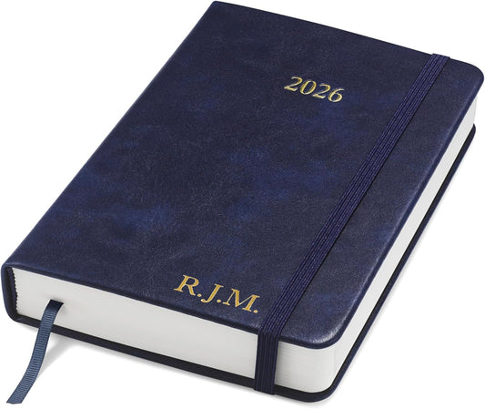 Wykeham's Executive 2026 Daily Journal Planner – US Public Holidays & Format – Customization Available (Personalized Royal Blue, 6”×4.5”)