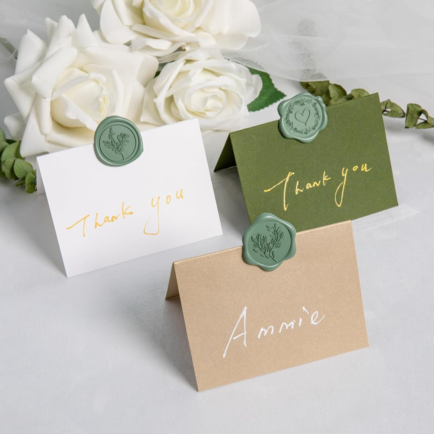 60 Pcs Dark Sage Green Wax Seal Stickers Self-Adhesive Envelope Seals Stamp Stickers, Perfect for Wedding Invitations Seating Chart Christmas Gift Wrapping 3 Designs in 1 Pack