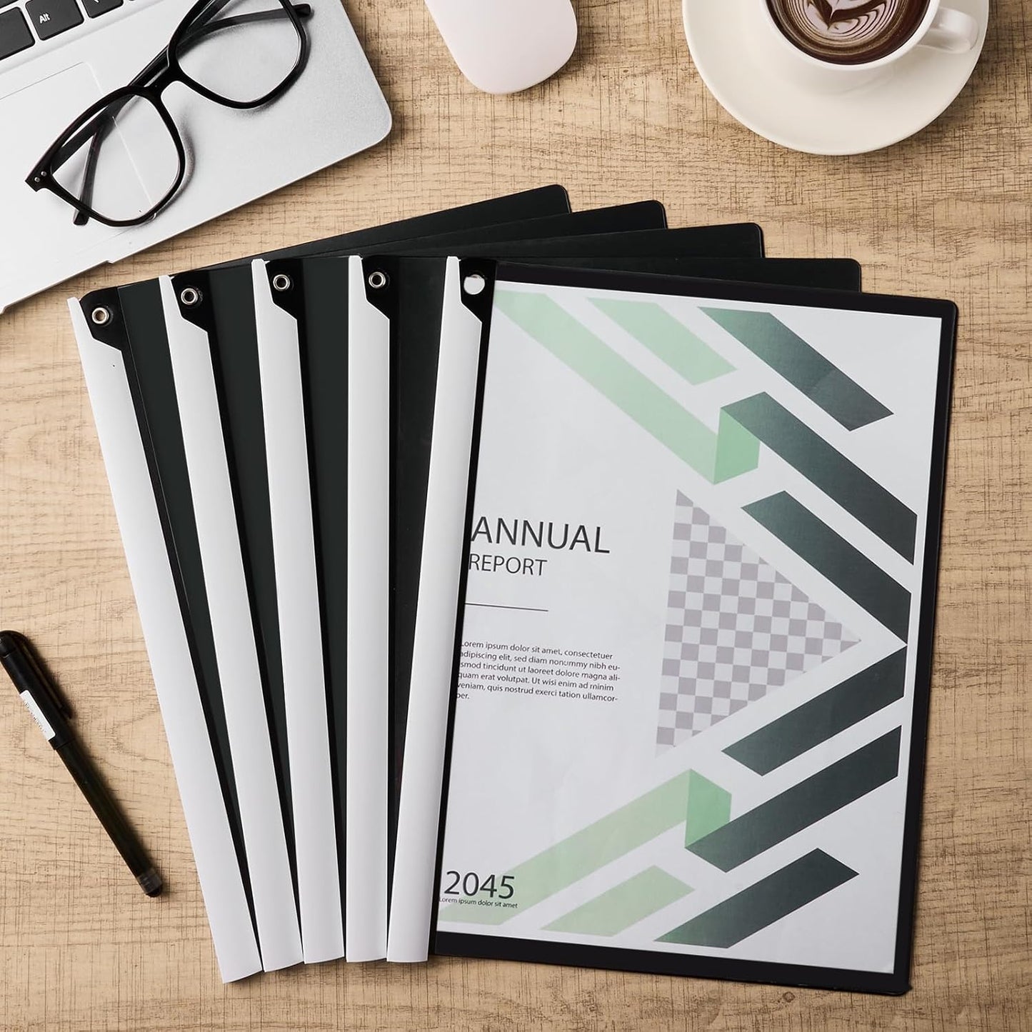 5PCS Clear Report Covers with Swing Clip, Professional Clear Front Presentation Folders Resume Folder, 30 Sheets Capacity A4 Size File Document Organizer, No Punch Needed (Black)