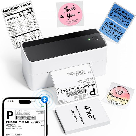 Phomemo Bluetooth Thermal Printer for Shipping Packages - Wireless Label Printers for Small Business with Phone&Pad&PC, 241BT Shipping Label Printer Compatible with Amazon, Ebay, Shopify, USPS, Temu