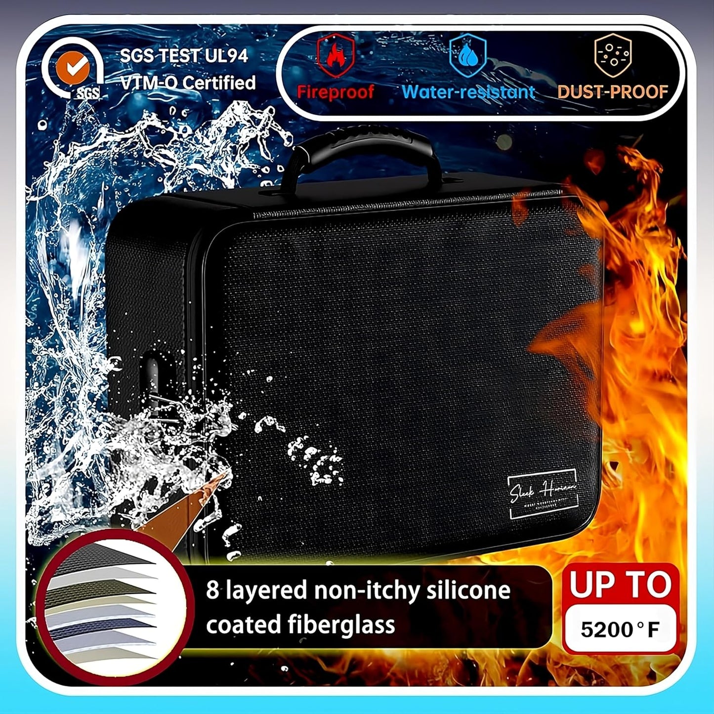 Fireproof Document Organizer Bag with Lock, 13 Labeled Pockets & Passport Pouch – Waterproof File Folder for Home, Office & Travel