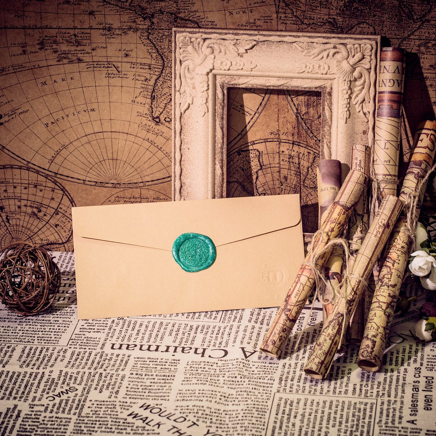 Mceal Wax Seal Stamp, Brass Head with Rosewood Handle, 1.2"(30mm) Dia (Tree of Life)