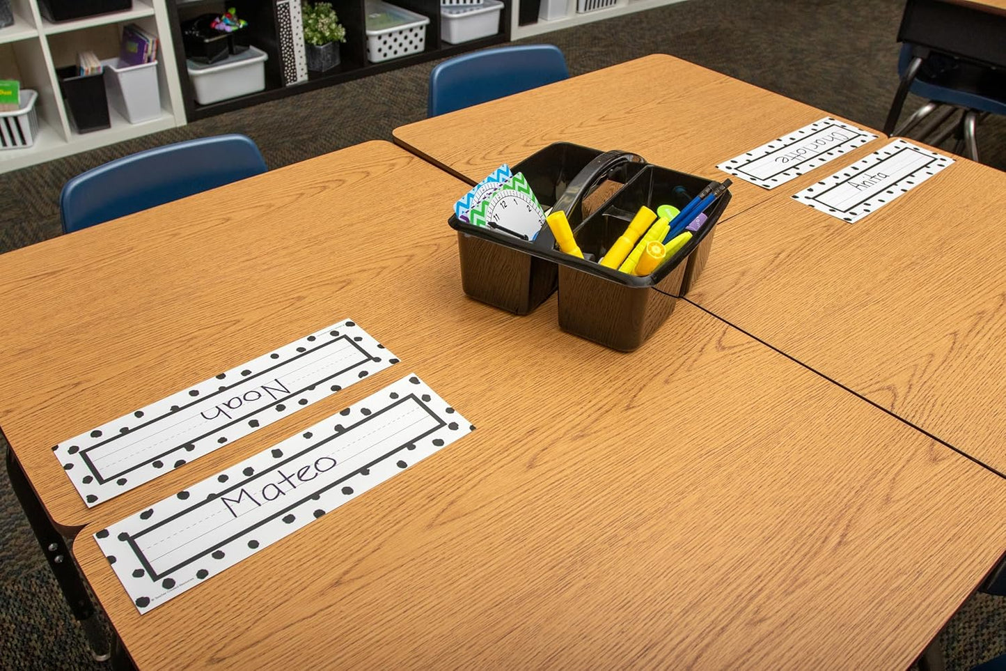 Teacher Created Resources Black Portable Plastic Storage Caddy for Classrooms, Kids Room, and Office Organization, 3 Compartment, 9.25" D x 9" W x 5.25" H, 6-Pack