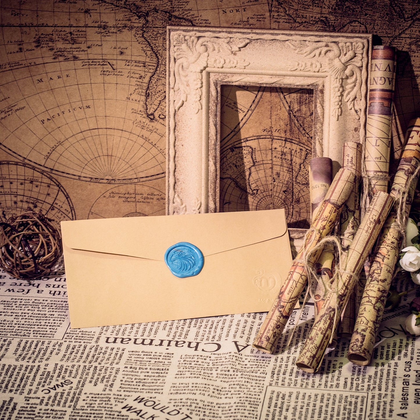 Mceal Wax Seal Stamp, Brass Head with Rosewood Handle, 1.2"(30mm) Dia (Eagle)