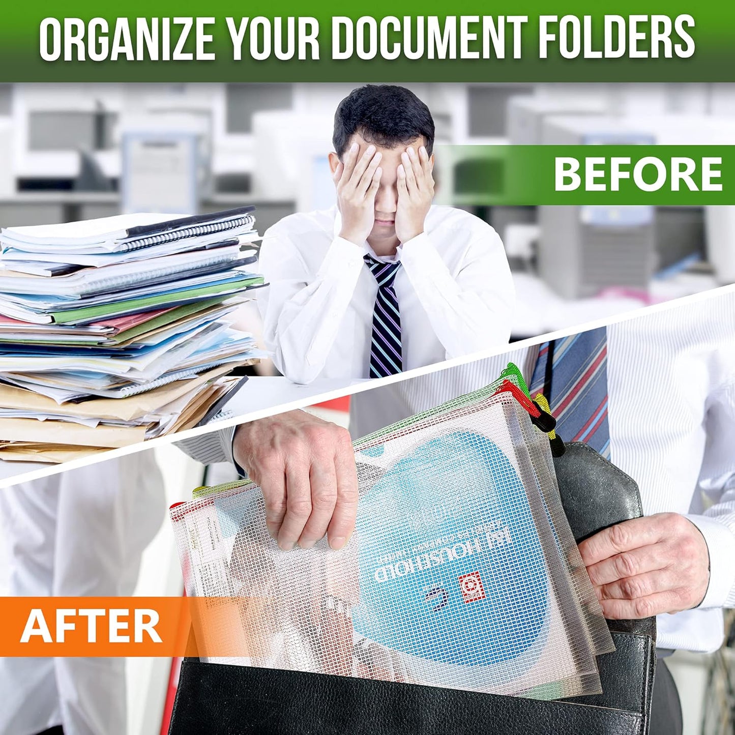 10 Pack Mesh Zipper Pouch Bags 10x14 inch - Plastic Zipper Pouches for Organizing - Document Bags With Zippers - Letter Size Zippered Pouch - Document Pouches With Zippers