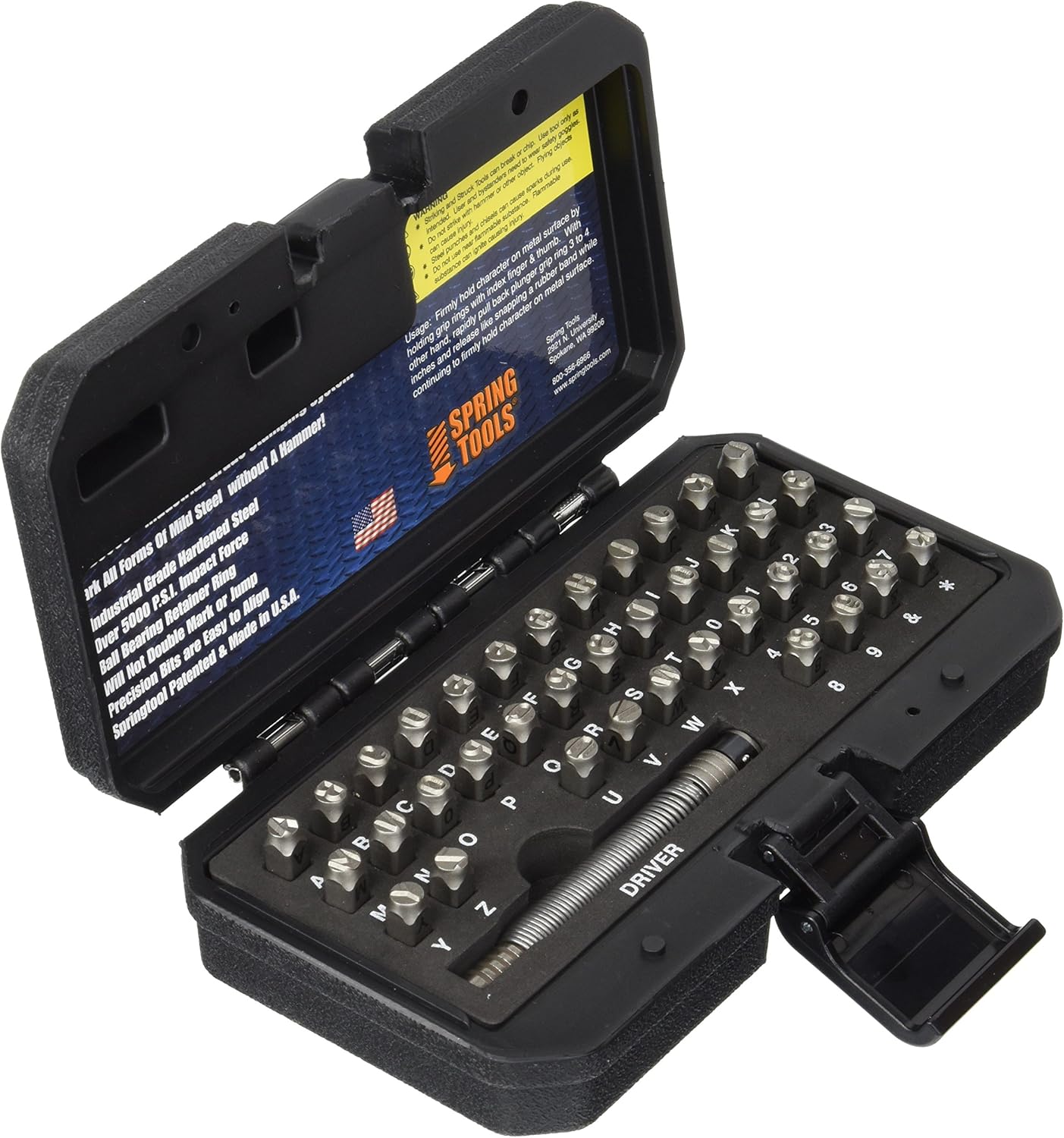 HDIDS609 Hammerless Metal Stamping Kit, 1/4" 39-Piece Alphanumeric Steel Stamps, 5000 LBS Force, A-Z, 0-9, Heavy-Duty Case, USA-Made, Number and Letter Punch