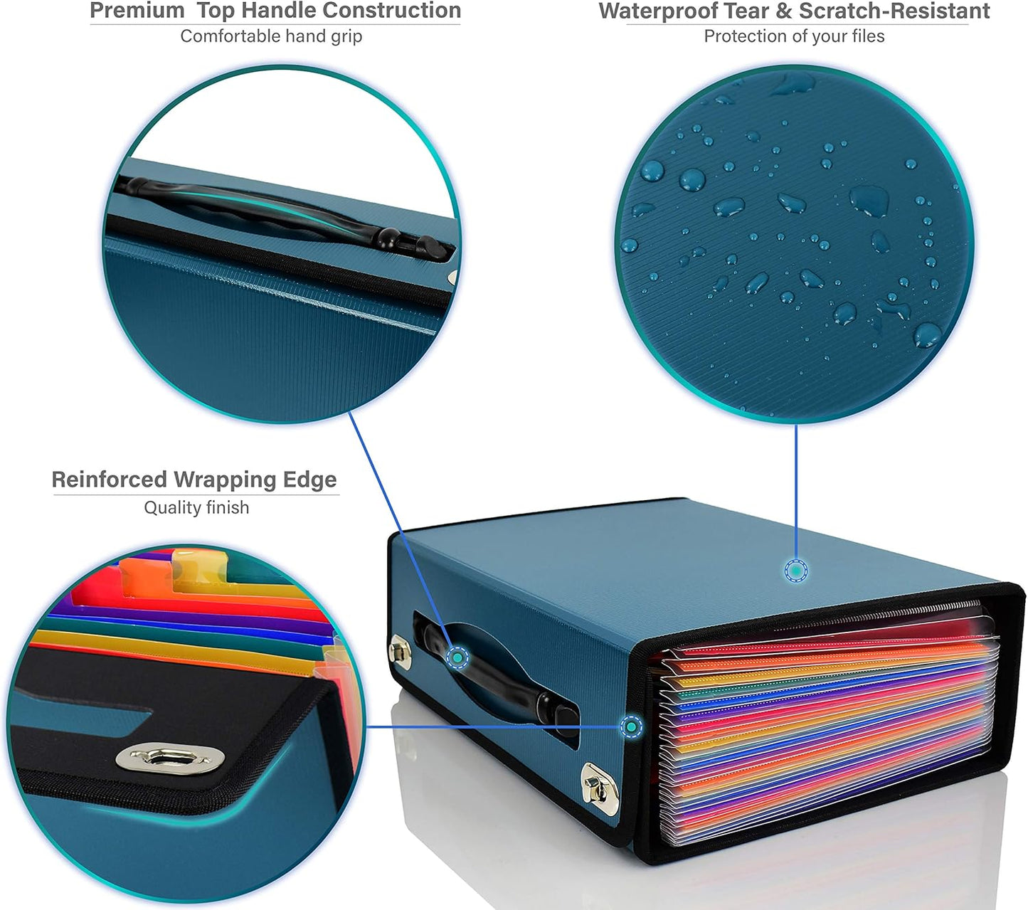 CNK Accordion File Folders with 24 Pockets Organizer for Document Paper Storage Folder Documents Expanding Binder Folio Pocket Receipt Filing Expandable Files Dividers Labels Letter Durable Handle