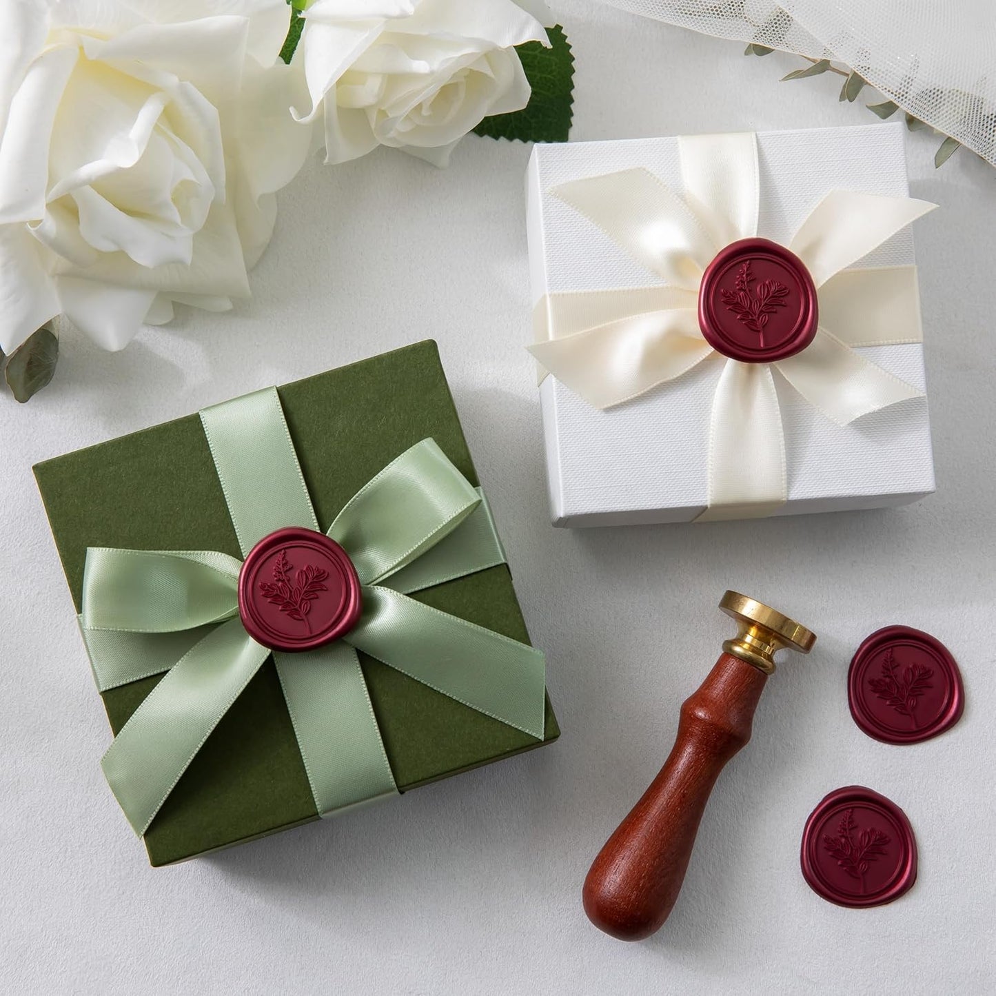 60 Pcs Burgundy Wax Seal Stickers, Wedding Invitation Accessories Envelope Stickers - Self Adhesive Envelope Seals, Peferct for Invitation, Gift Box Craft Wrapping, Christmas Cards Decoration