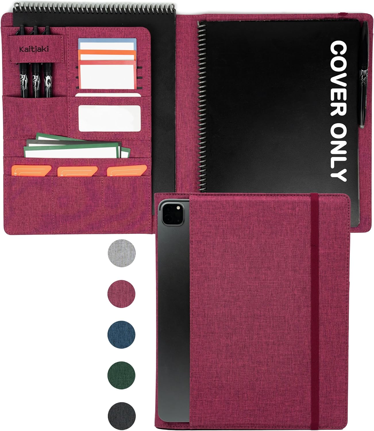 Sturdy Planner Cover for Rocketbook Smart Notebook - Water-Resistant Fabric Padfolio, Business Padfolio with Firm Writing Surface, Fits 8.5 x 11 Letter Size, Rocketbook Accessories (Fuchsia)