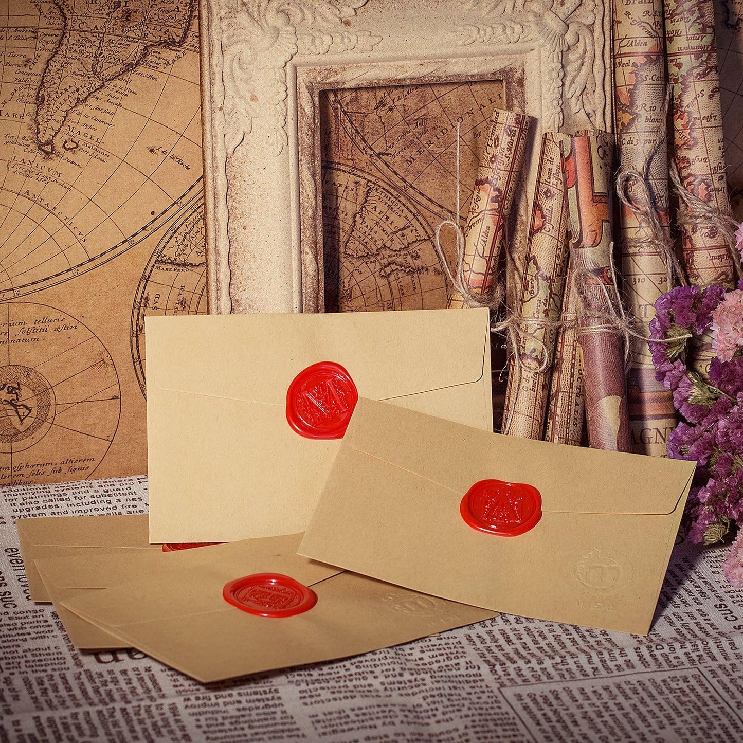 Mceal Wax Seal Stamp, Large Seal 1 1/5"(30mm) Dia, Silver Brass Head with Wooden Handle, Regal Letter A to Z Series (Letter S)