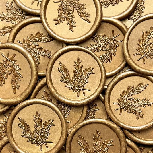 50Pcs Wax Seal Stickers Handmade Envelope Seals Self Adhesive Wax Stickers for Wedding Party Invitations, Envelope, Gift Wrap, Christmas(Rosemary Style, Bronze)