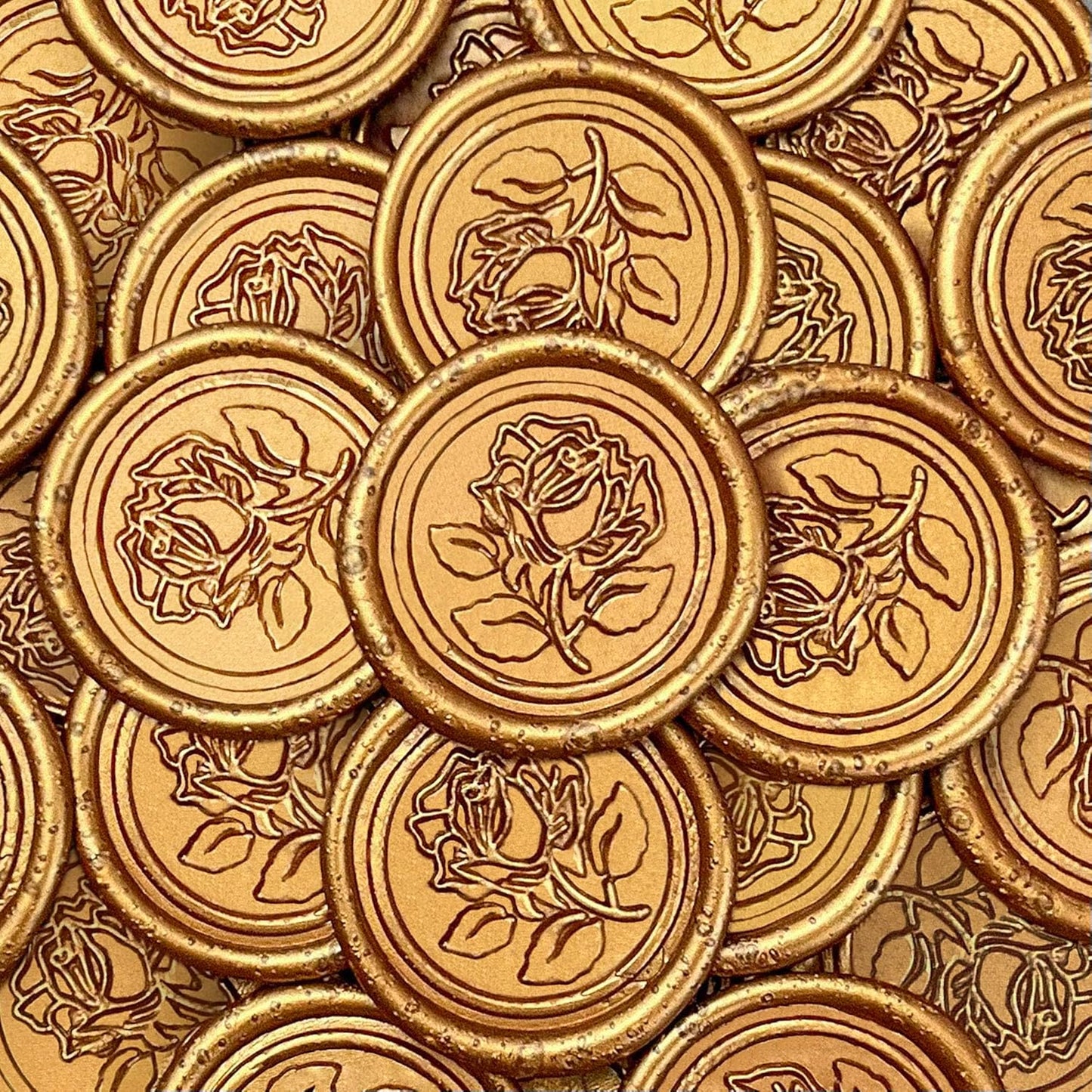 100Pcs Wax Seal Stickers Handmade Envelope Seals Self Adhesive Wax Stickers for Wedding Party Invitations, Envelope, Gift Wrap, Christmas(Rose Style, Antique Gold)