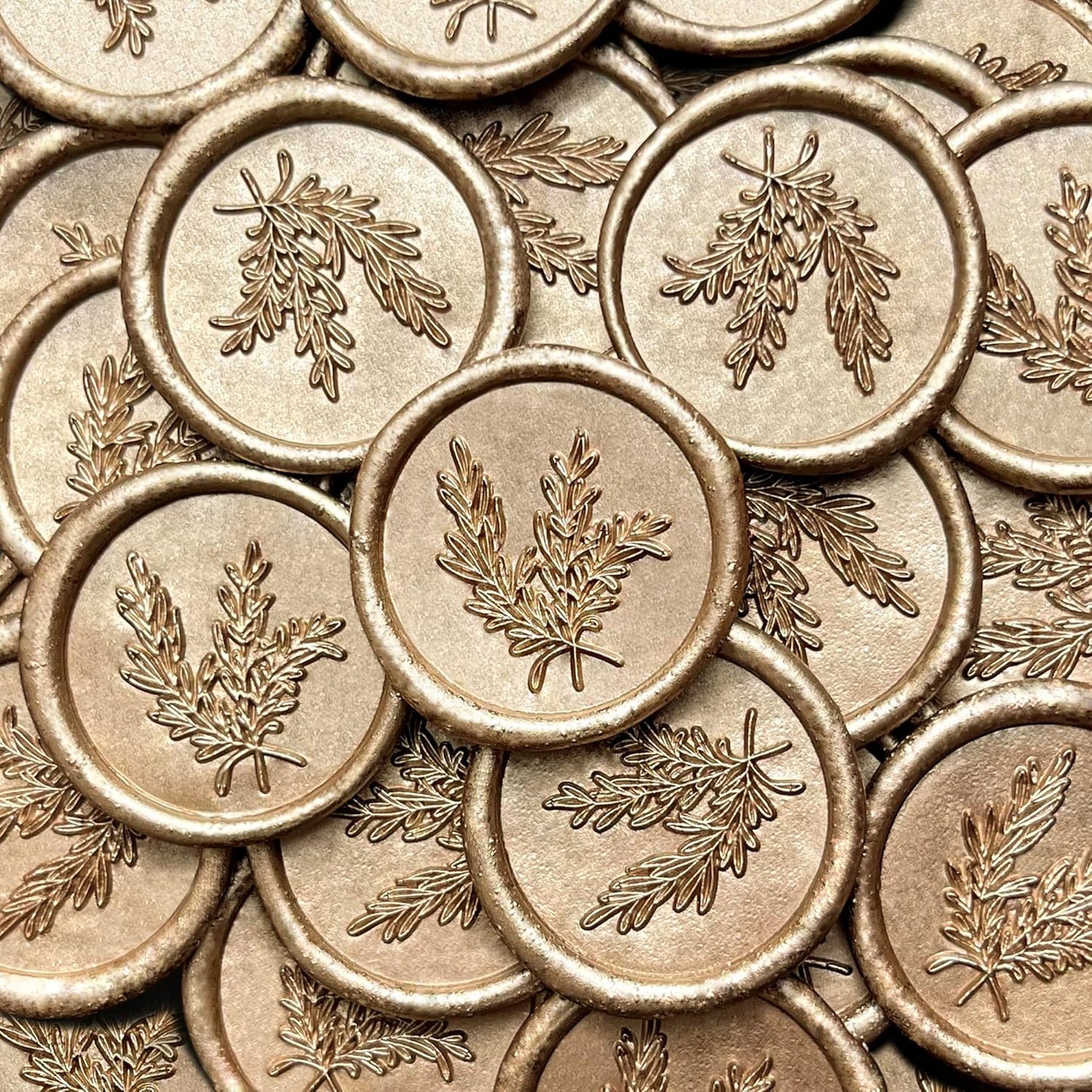 25Pcs Wax Seal Stickers Handmade Envelope Seals Self Adhesive Wax Stickers for Wedding Party Invitations, Envelope, Gift Wrap, Christmas(Rosemary Style, Champagne Gold)
