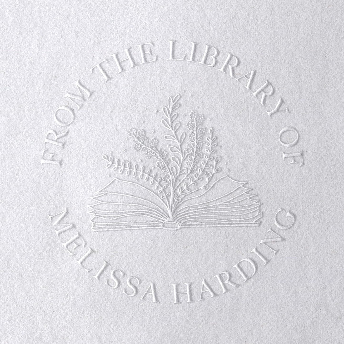 Personalized Book Embosser or Stamp Custom Round Library Embosser Teacher Library Book Stamp, Ex Libris Stamp, Gift for Book Lover | Wooden or Self Inking Stamp or Embosser (Book of Flowers)