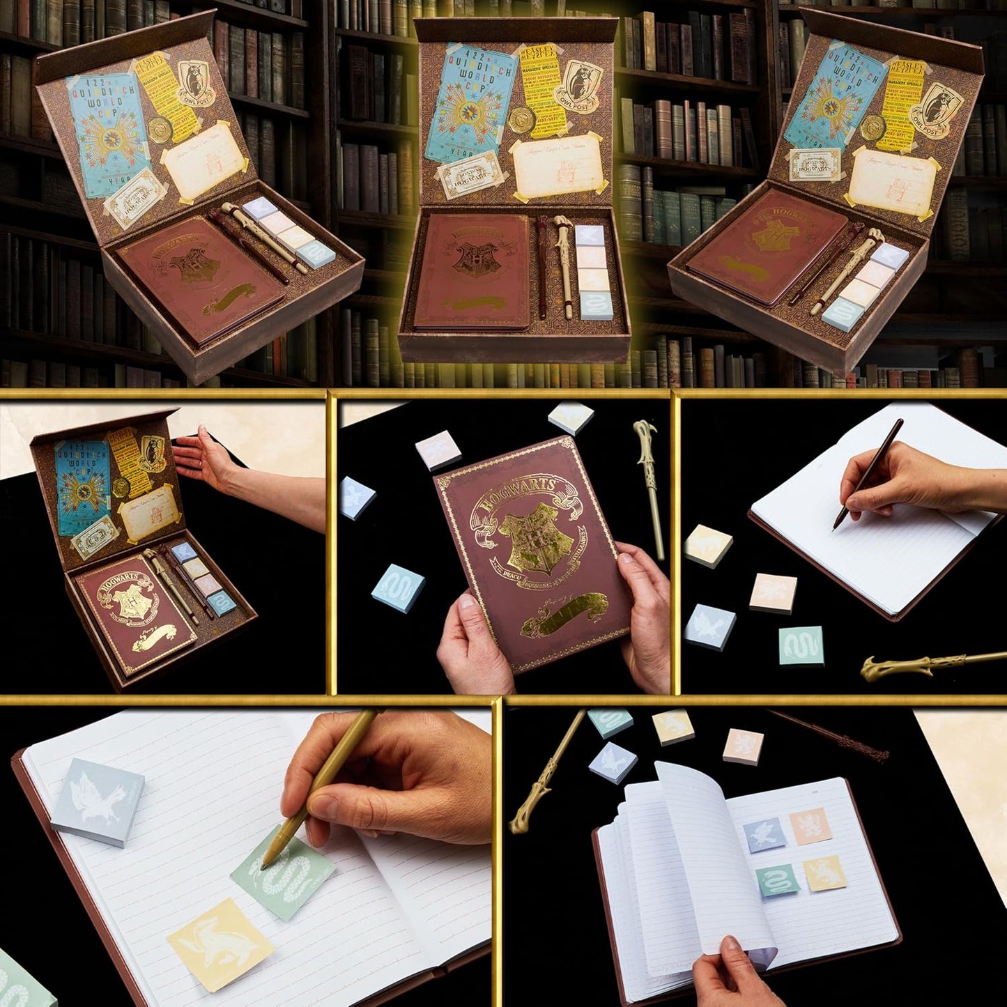 Harry Potter Stationary Set for Kids Teens Adults with Wand Pens Notebook Stickers Sticky Notes School Supplies Journaling Writing Gifts for Kids