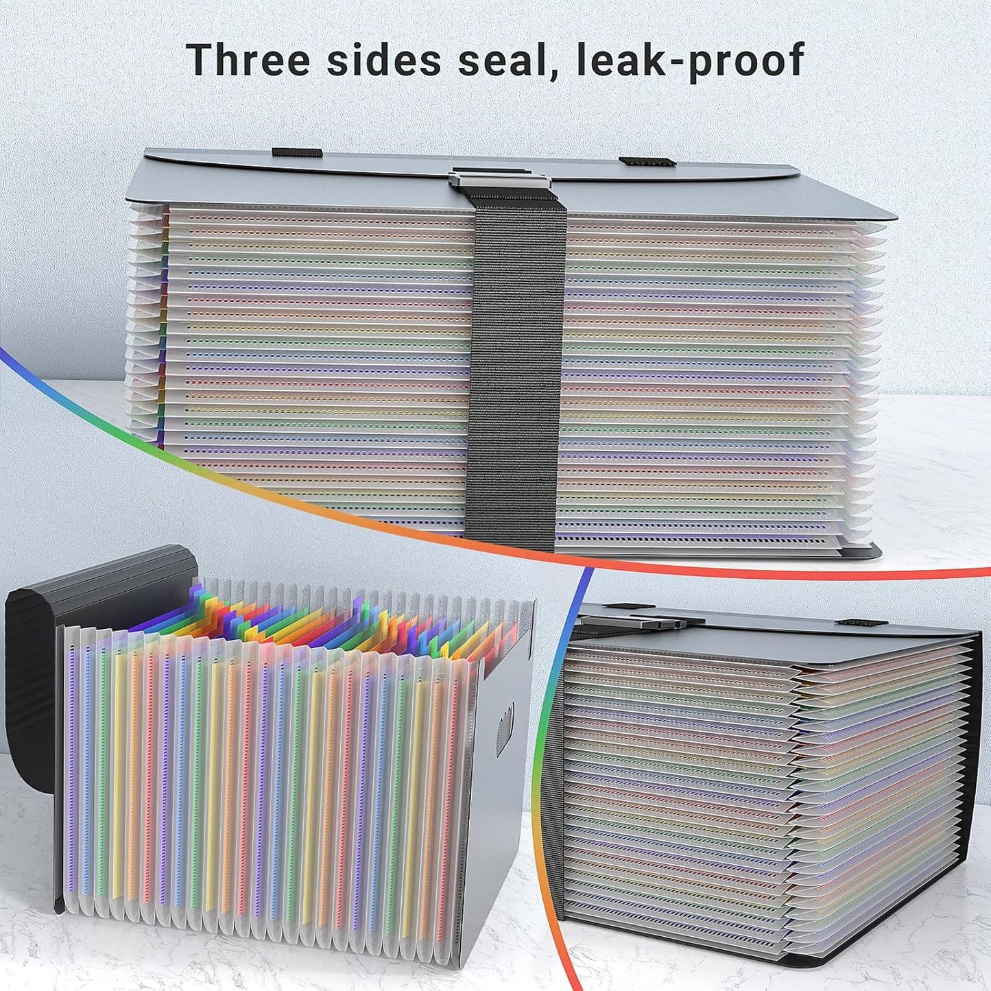 File Organizers with Handle,25 Pockets Accordion File Organizer,Portable Expanding File Folder for Receipt,Bill, A4/Letter Size Paper,Documents,a-z Tabs Included in Filing Folder Frosted