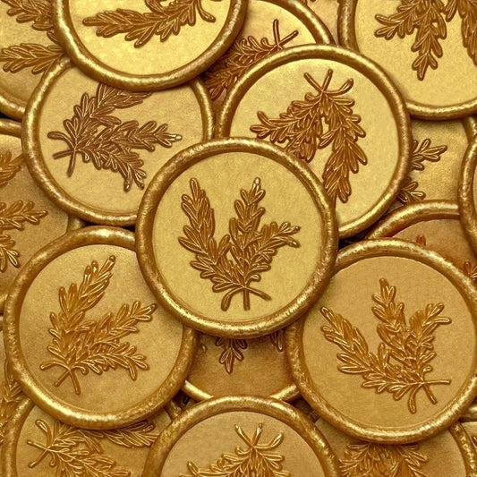 25Pcs Wax Seal Stickers Handmade Envelope Seals Self Adhesive Wax Stickers for Wedding Party Invitations, Envelope, Gift Wrap, Christmas(Rosemary Style, Gold)