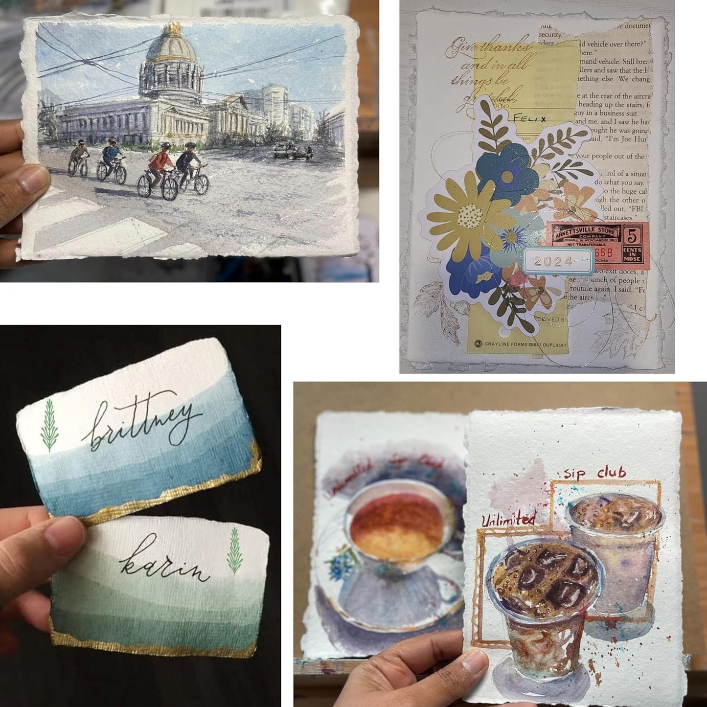 Handmade Deckle Edge Blank Paper - Mixed Media Loose Leaf Paper for Postcards, Invitations, Crafts and Announcements - White Color - Package of 50 - Thick 150 GSM - 5 x 7