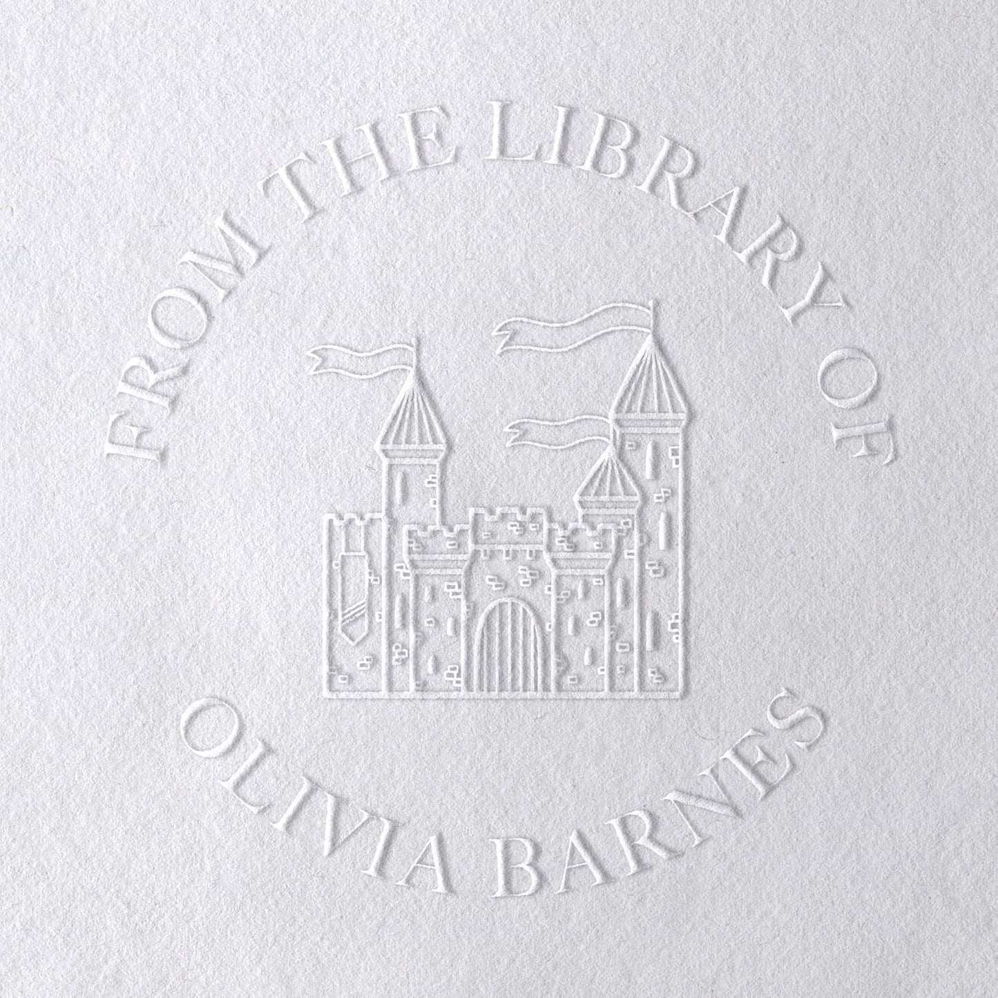 Personalized Book Embosser or Stamp Custom Round Library Embosser Teacher Library Book Stamp, Ex Libris Stamp, Gift for Book Lover | Wooden or Self Inking Stamp or Embosser (Castle)