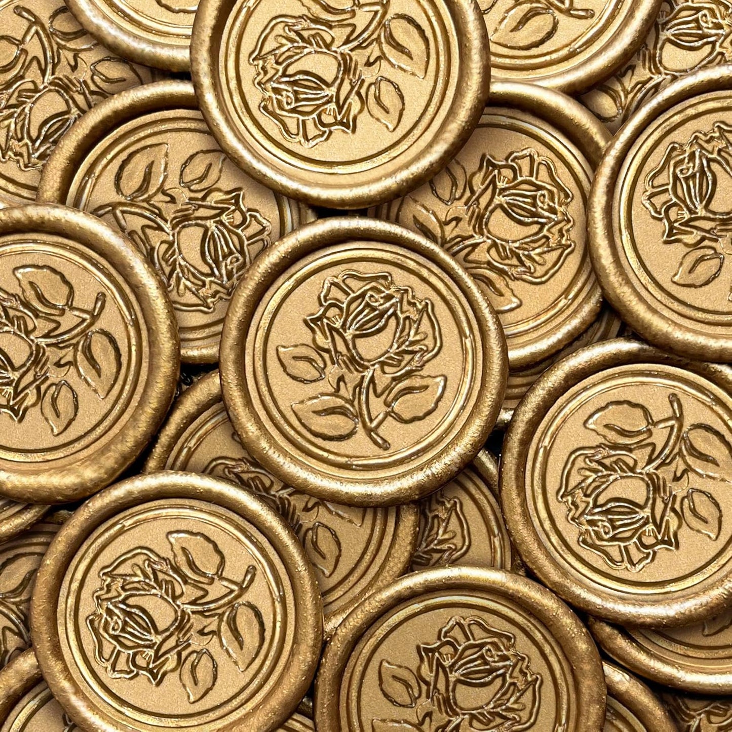 50Pcs Wax Seal Stickers Handmade Envelope Seals Self Adhesive Wax Stickers for Wedding Party Invitations, Envelope, Gift Wrap, Christmas(Rose Style, Bronze)