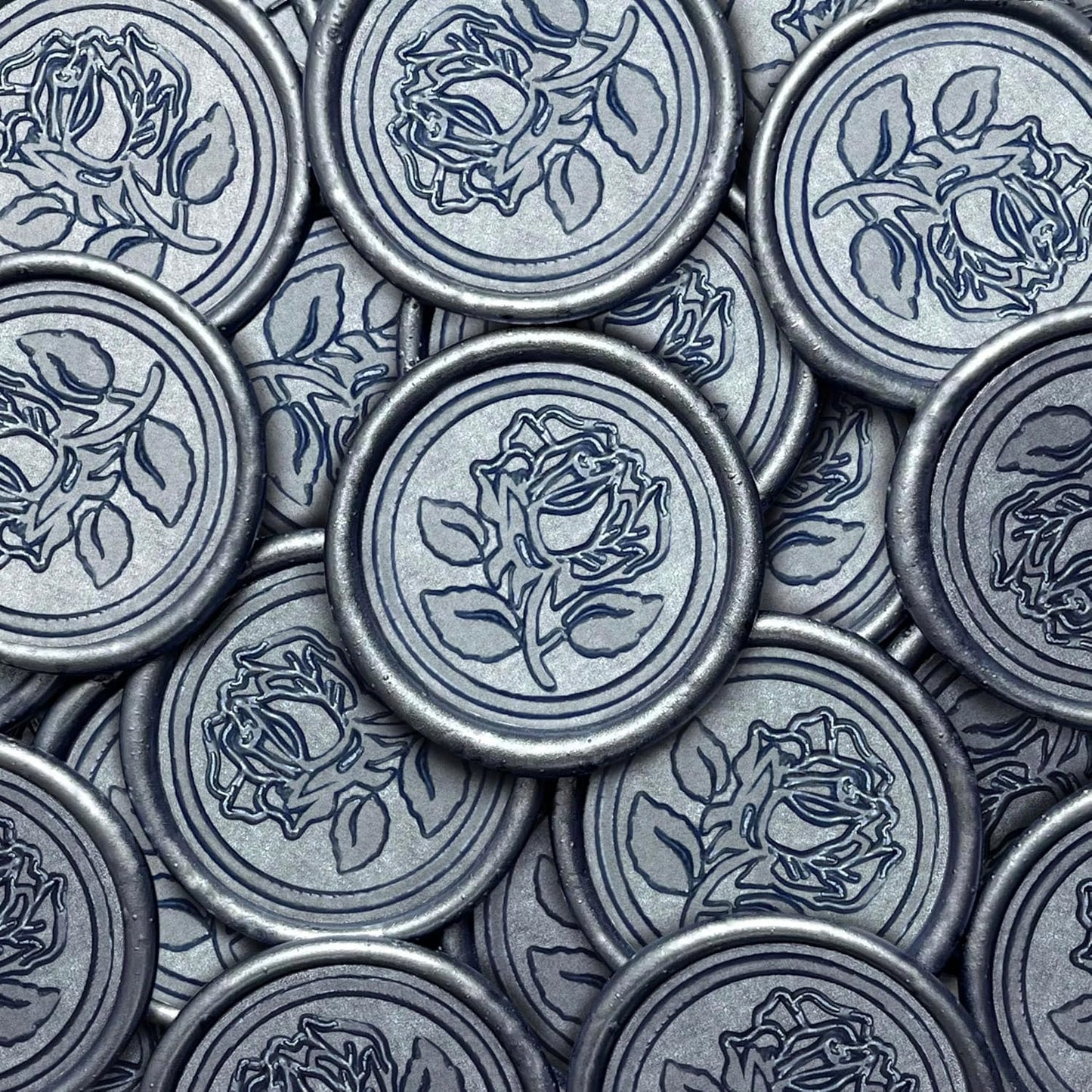 25Pcs Wax Seal Stickers Handmade Envelope Seals Self Adhesive Wax Stickers for Wedding Party Invitations, Envelope, Gift Wrap, Christmas(Rose Style, Gray Blue)