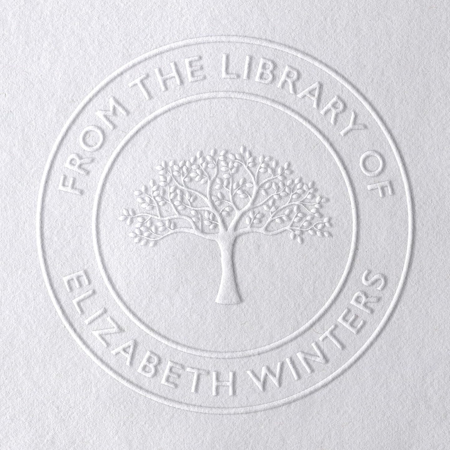 Personalized Book Embosser or Stamp Custom Round Library Embosser Teacher Library Book Stamp, Ex Libris Stamp, Gift for Book Lover | Wooden or Self Inking Stamp or Embosser (Tree of Life)