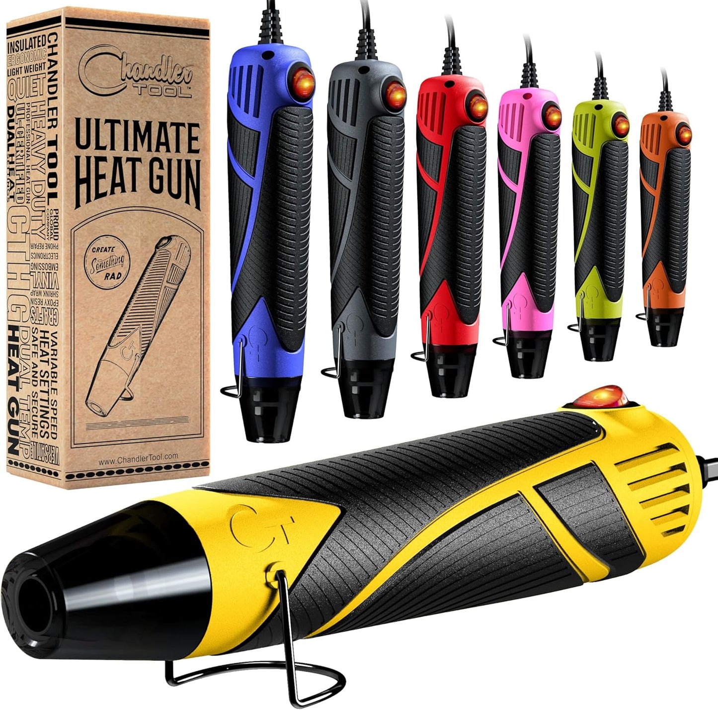 Heat Gun for Crafting, Mini Dual Temp Hot Air Gun Tool for Epoxy Resin, Shrink Wrapping, Vinyl Wrap, Embossing, Electronics, Candle Making, Sublimation, Phone Repair & DIY (Yellow/Black)