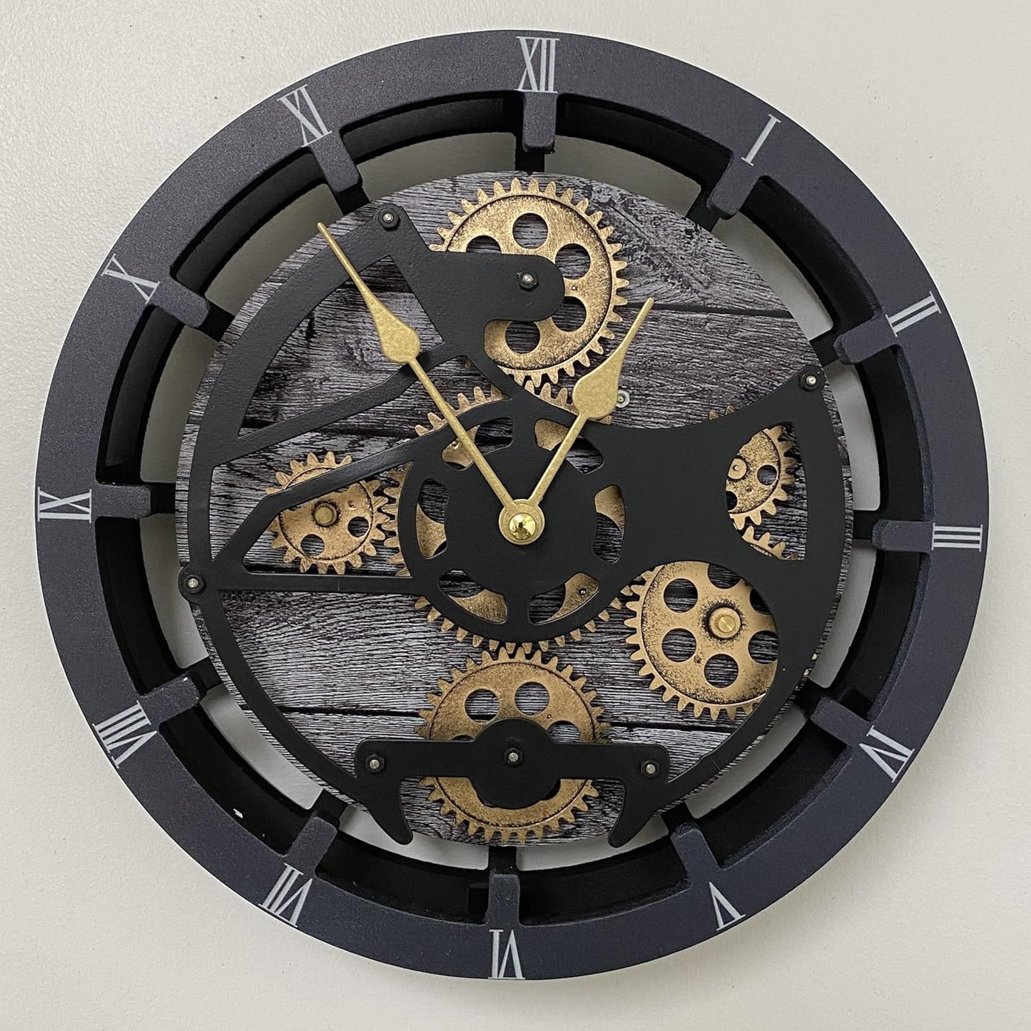 The Gears Clock Desk Clock 10 inches with Real Moving Gears Convertible into Wall Clock (Carbon Grey)