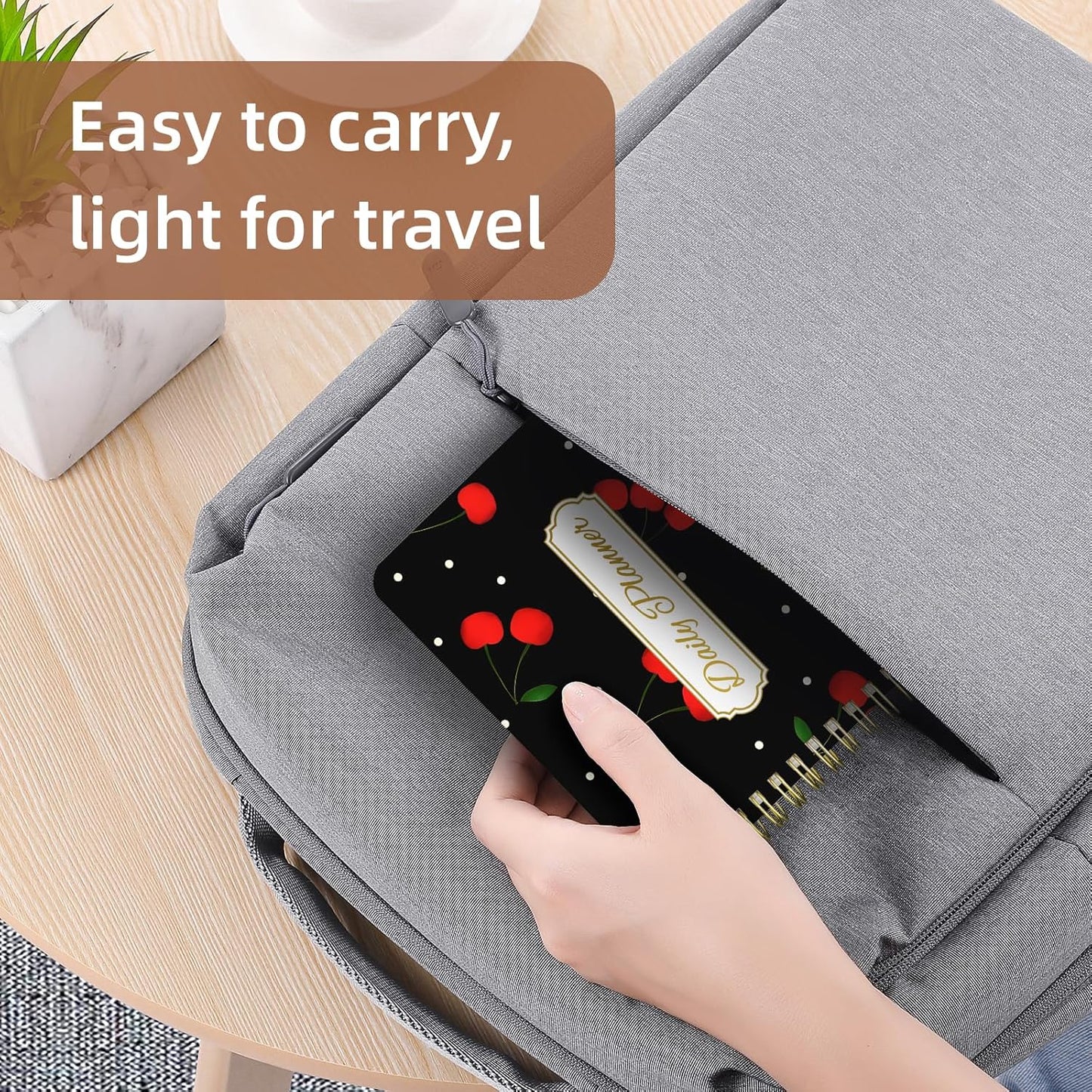 Undated Daily Planner - Spiral Notebook 80 Days One Day Per Page, Hourly Schedule, To-Do List, Notes, Everyday Planning Task, A5 Hardcover Journal Organizer Book Women Cute Aesthetic, Cherry