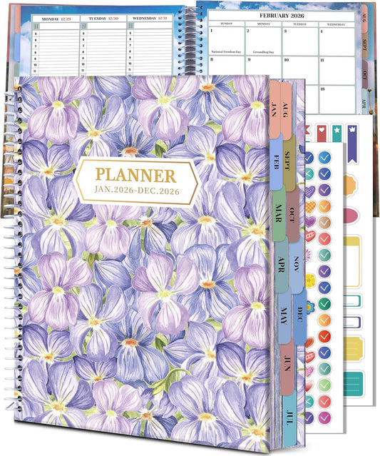 CAGIE Planner 2026 Monthly (Jan. 26-Dec. 26), 12 Month Academic Planner 8.5"x11", Large Daily Planner with Hourly Timeslot, Monthly Tab, Spiral Binding, Bookmark