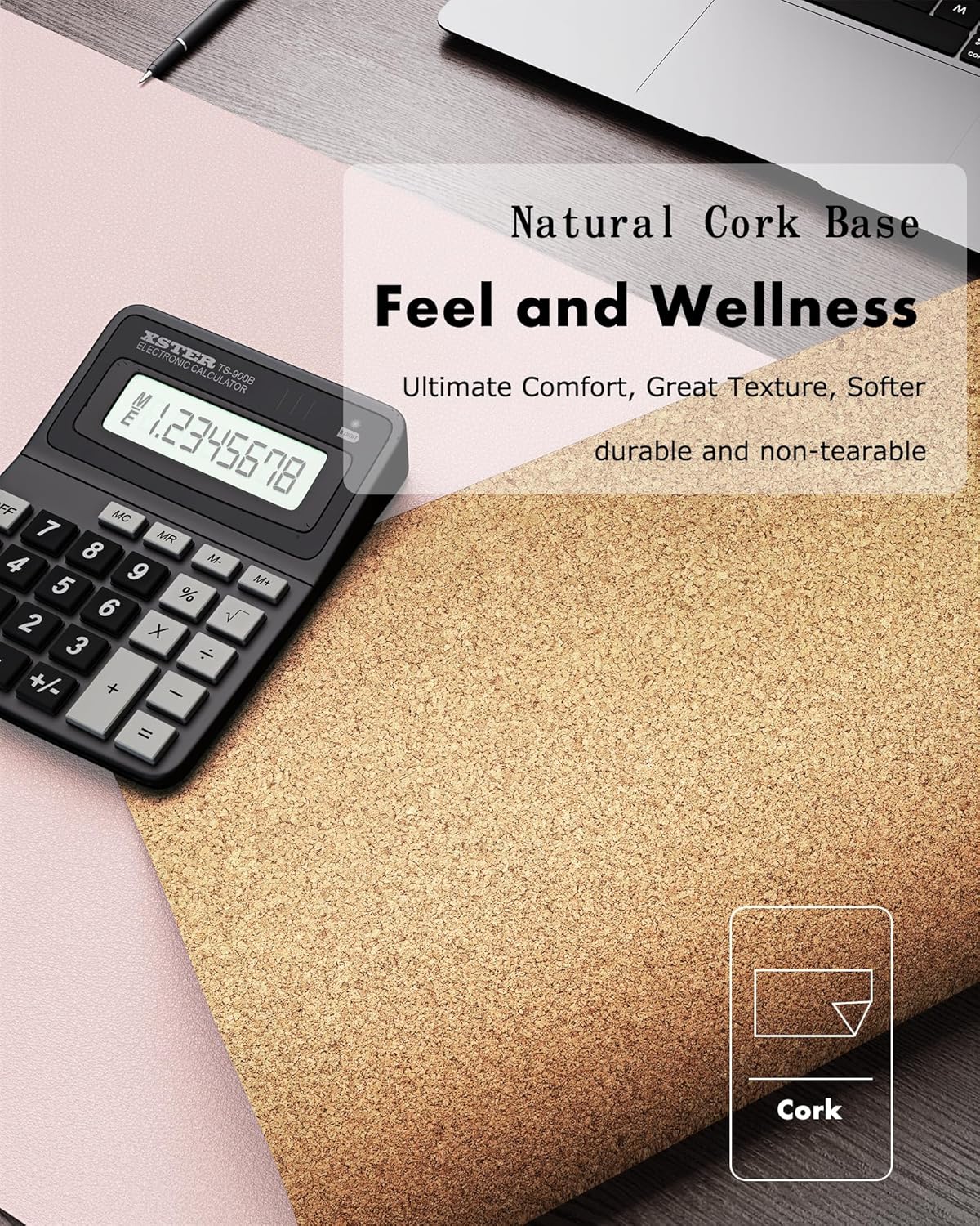 YSAGi Double-Sided Desk Pad, Leather Desk Mat, Eco Cork Desk Pad Protector, Large Mouse Pad for Desk, Waterproof Desk Blotter Pad, Desk Writing Pad for Office Work/Home(23.6"x13.7",Pink+Cork)