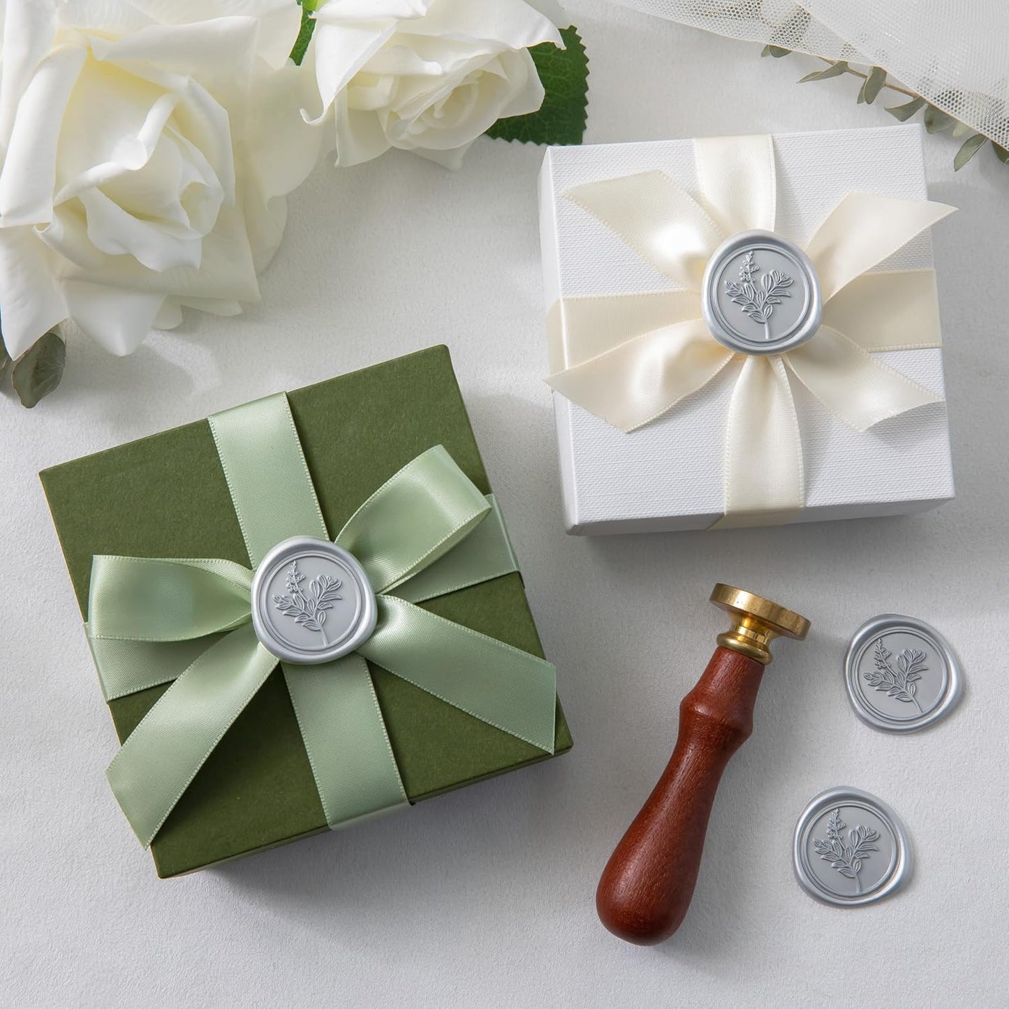 60 Pcs Silver Wax Seal Stickers, Wedding Invitation Accessories Envelope Stickers - Peferct for Wedding Accessories, Gift Box Craft Wrapping, Christmas Cards Envelope Seals