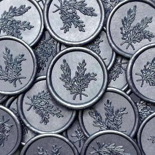 25Pcs Wax Seal Stickers Handmade Envelope Seals Self Adhesive Wax Stickers for Wedding Party Invitations, Envelope, Gift Wrap, Christmas(Rosemary Style, Gray Blue)