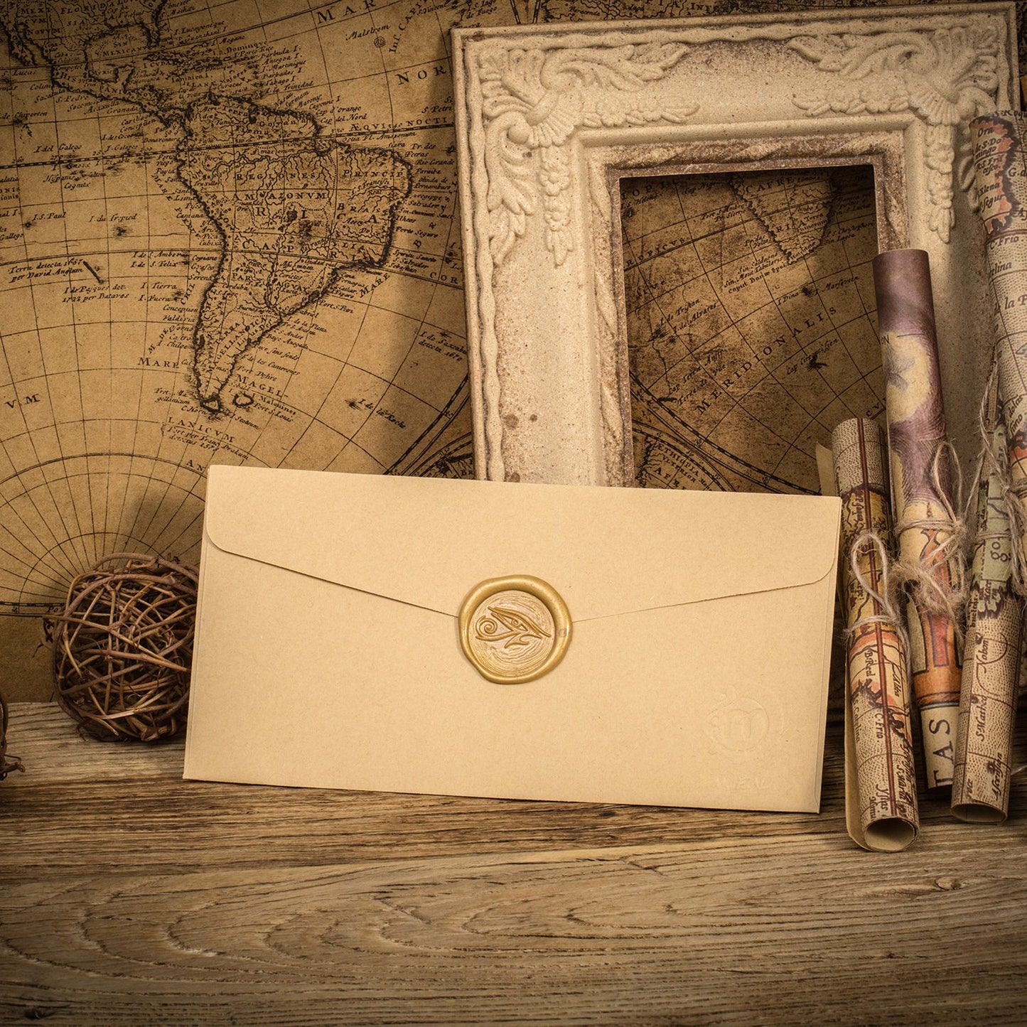 Mceal Wax Seal Stamp, Brass Head with Rosewood Handle, 1.2"(30mm) Dia, (Eye of Horus)