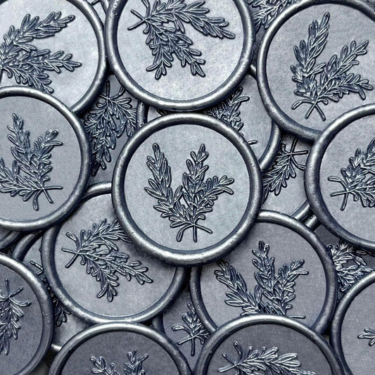 50Pcs Wax Seal Stickers Handmade Envelope Seals Self Adhesive Wax Stickers for Wedding Party Invitations, Envelope, Gift Wrap, Christmas(Rosemary Style, Gray Blue)
