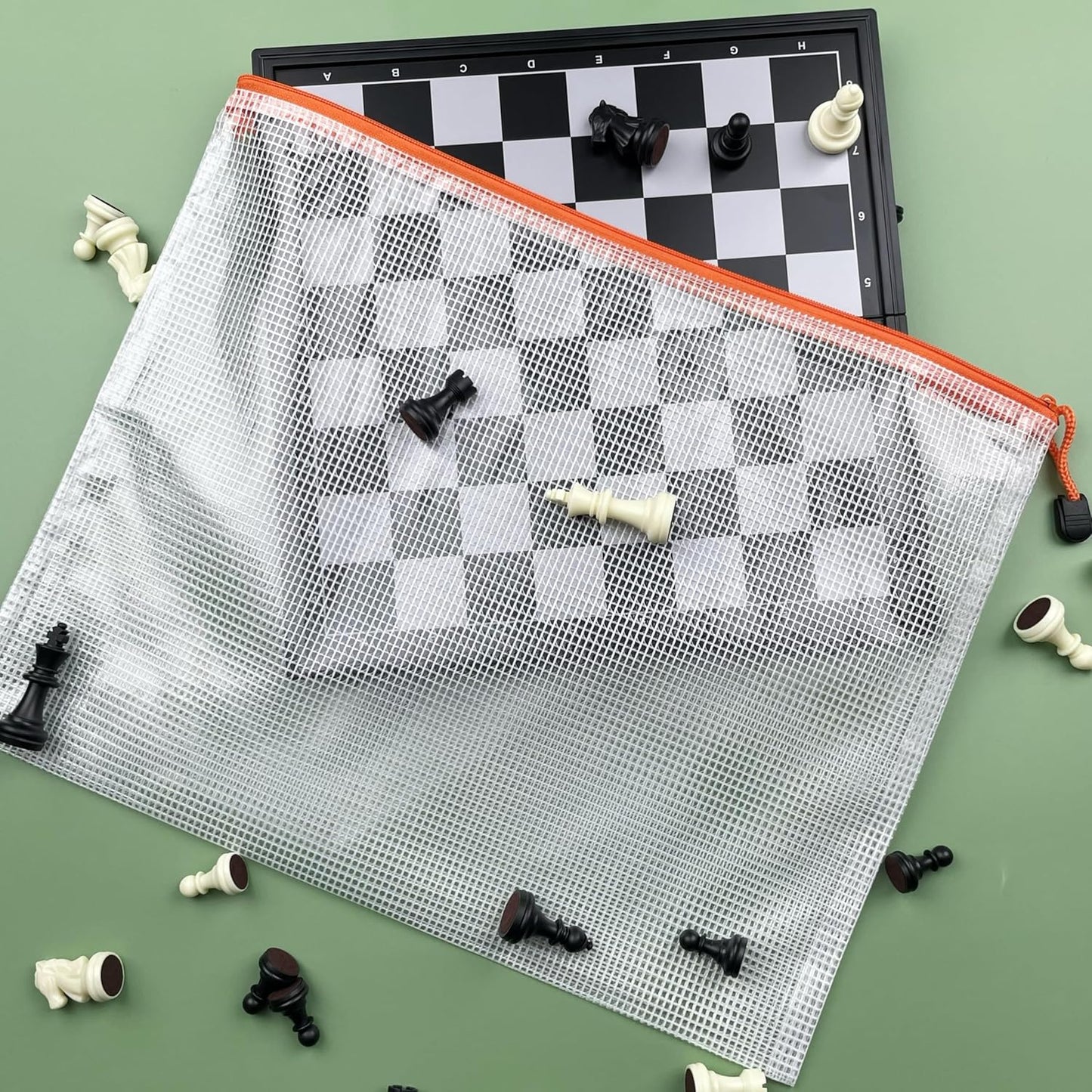 Oaimyy-11 x 14"-18 Pcs-Plastic Mesh Zipper Pouch Document Folders Bag Zip File Bags for Office Supplies,Home,Travel Storages,Puzzle Board Games Storage- (Multicolor)