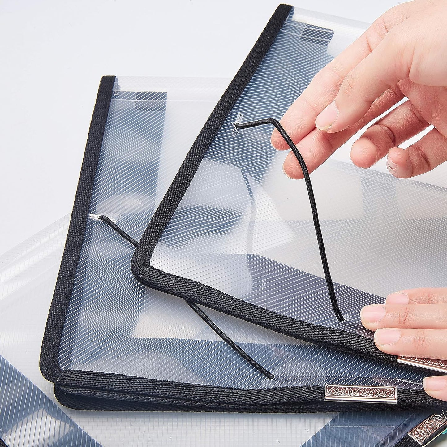 FANWU 6 Pack Plastic Expanding File Wallet Document Organizer with Flap and Cord Closure, Letter Size, 2.8" Expansion, Clear Colored Poly A4 Expandable File Folder for Home School & Office Storage