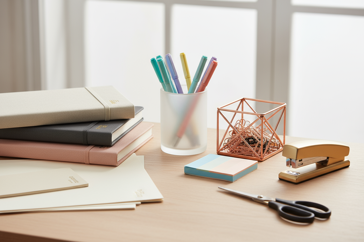 Discover high-quality stationery and office supplies to keep your desk tidy and productive.